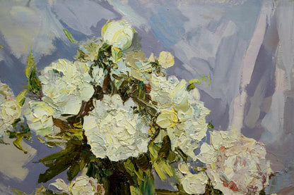 Oil painting of white peonies by Shapovalov Sergey Gavrilovich