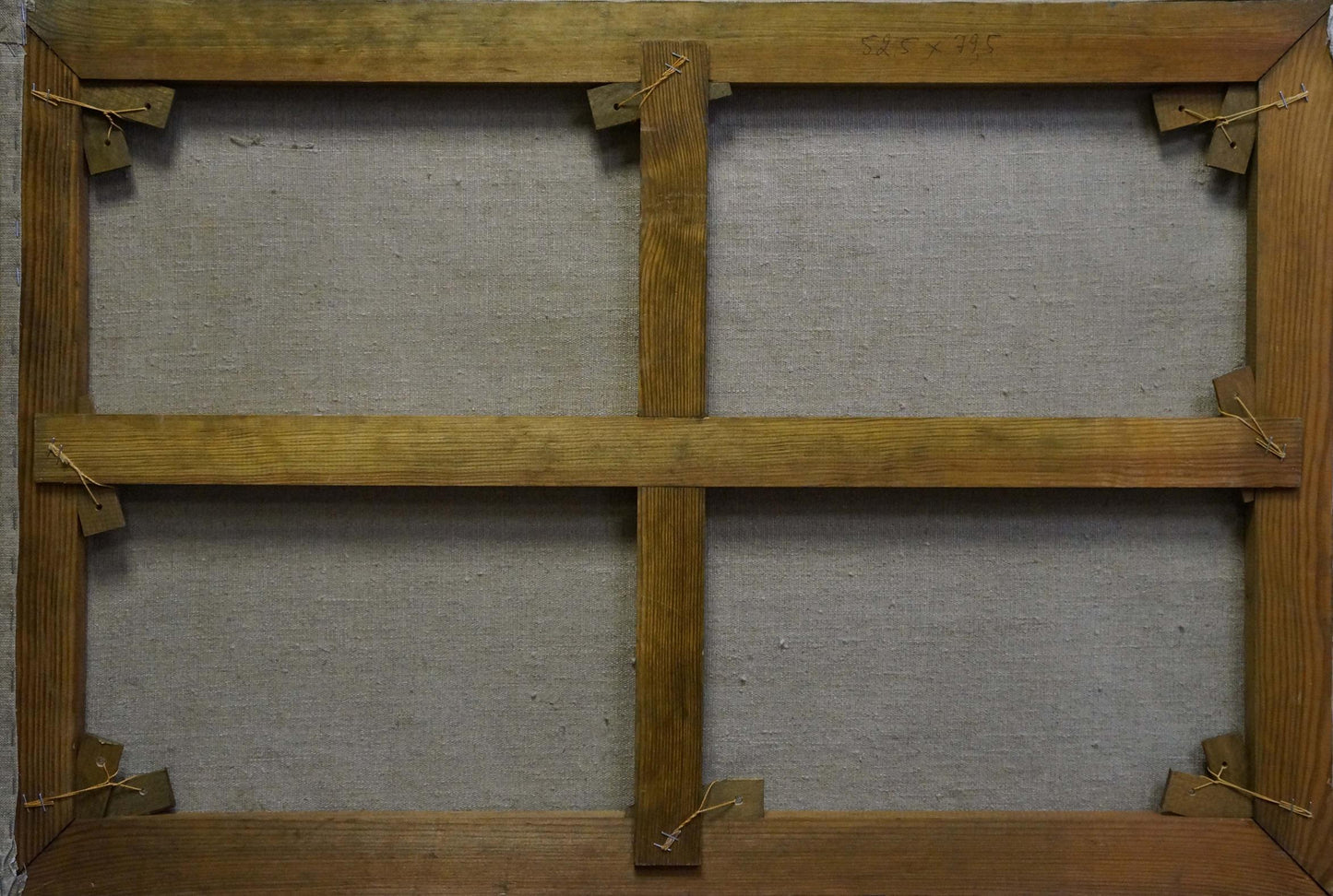 Back of rustic wooden canvas stretcher frame for Oil painting Spring Naumova Tamara Sergeevna