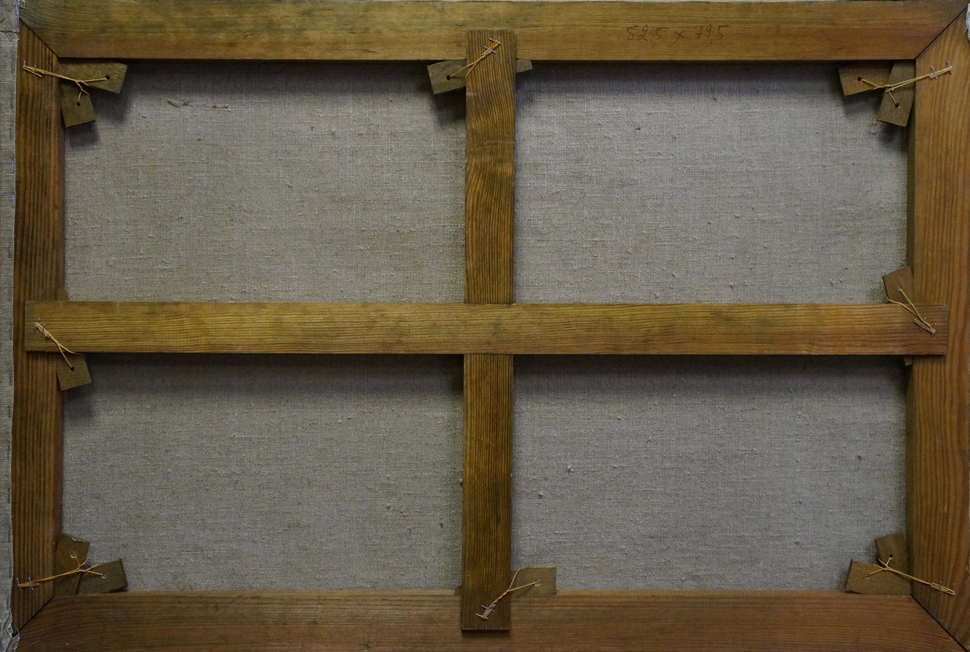 Back of rustic wooden canvas stretcher frame for Oil painting Spring Naumova Tamara Sergeevna