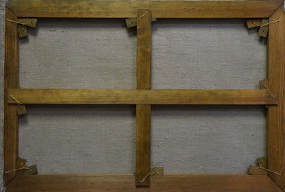 Back of rustic wooden canvas stretcher frame for Oil painting Spring Naumova Tamara Sergeevna