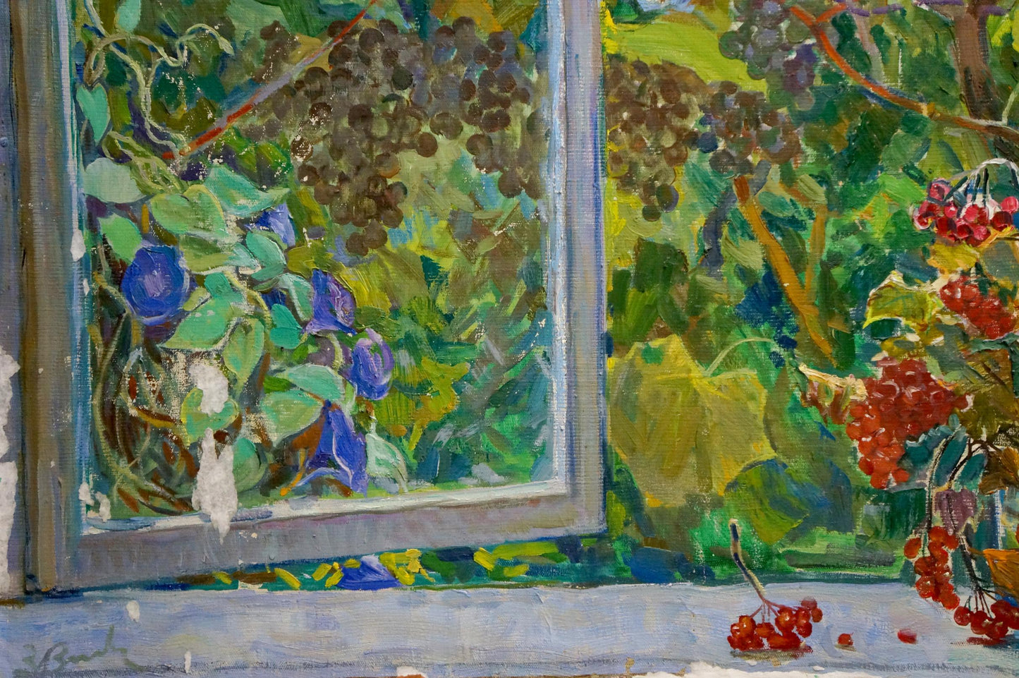 Oil painting Autumn by Volkovinskaya Zinaida Vladimirovna with grapes and berries