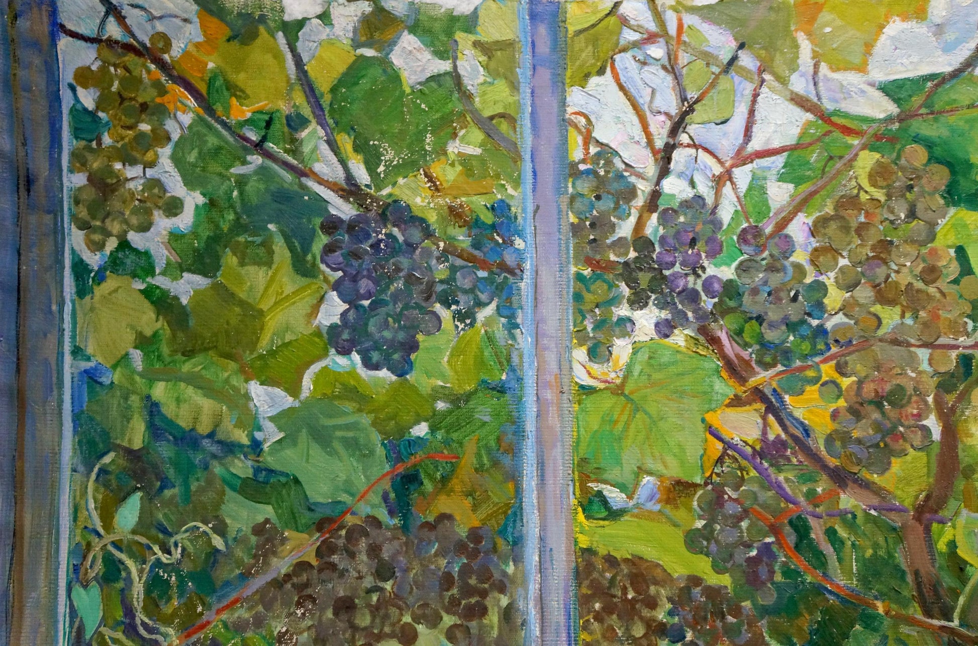 Vibrant impressionist oil painting of grapes by Zinaida Vladimirovna Volkovinskaya