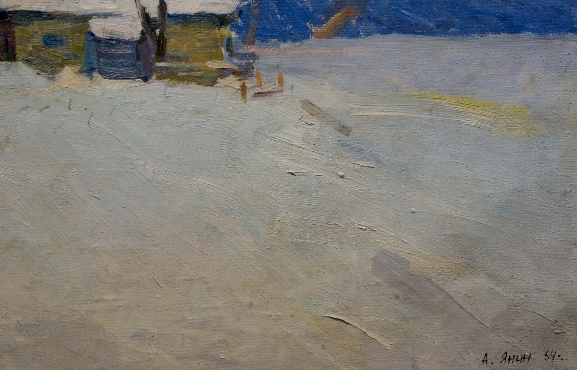 Oil painting Winter landscape by Yanin Anatoly Alexandrovich, snowy scene