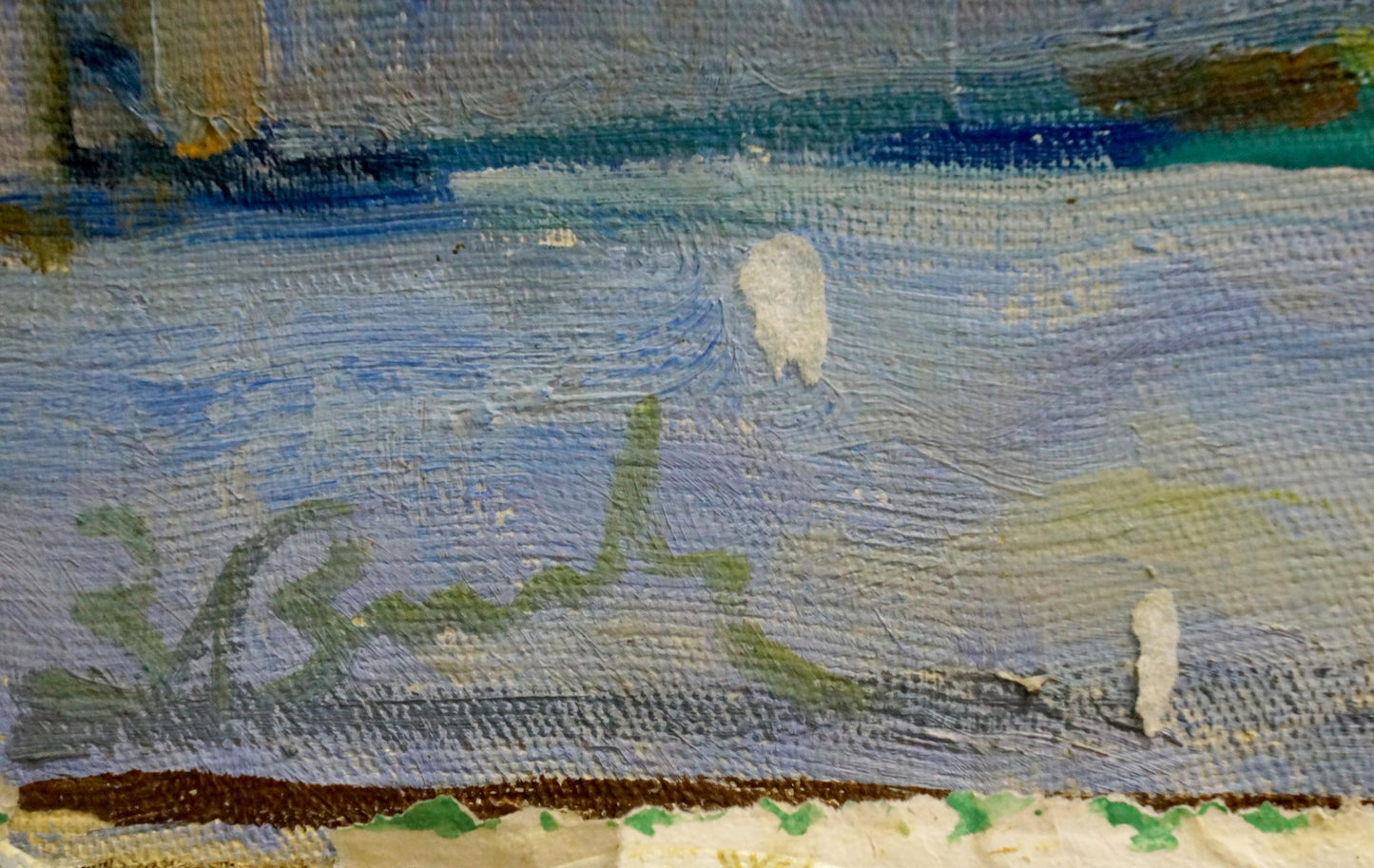 Oil painting Autumn by Volkovinskaya Zinaida Vladimirovna, textured blue green white brushstrokes