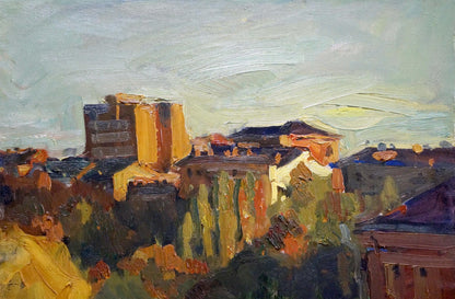 Impressionistic oil painting of urban landscape by Kovtonyuk Ivan Anan’yevich