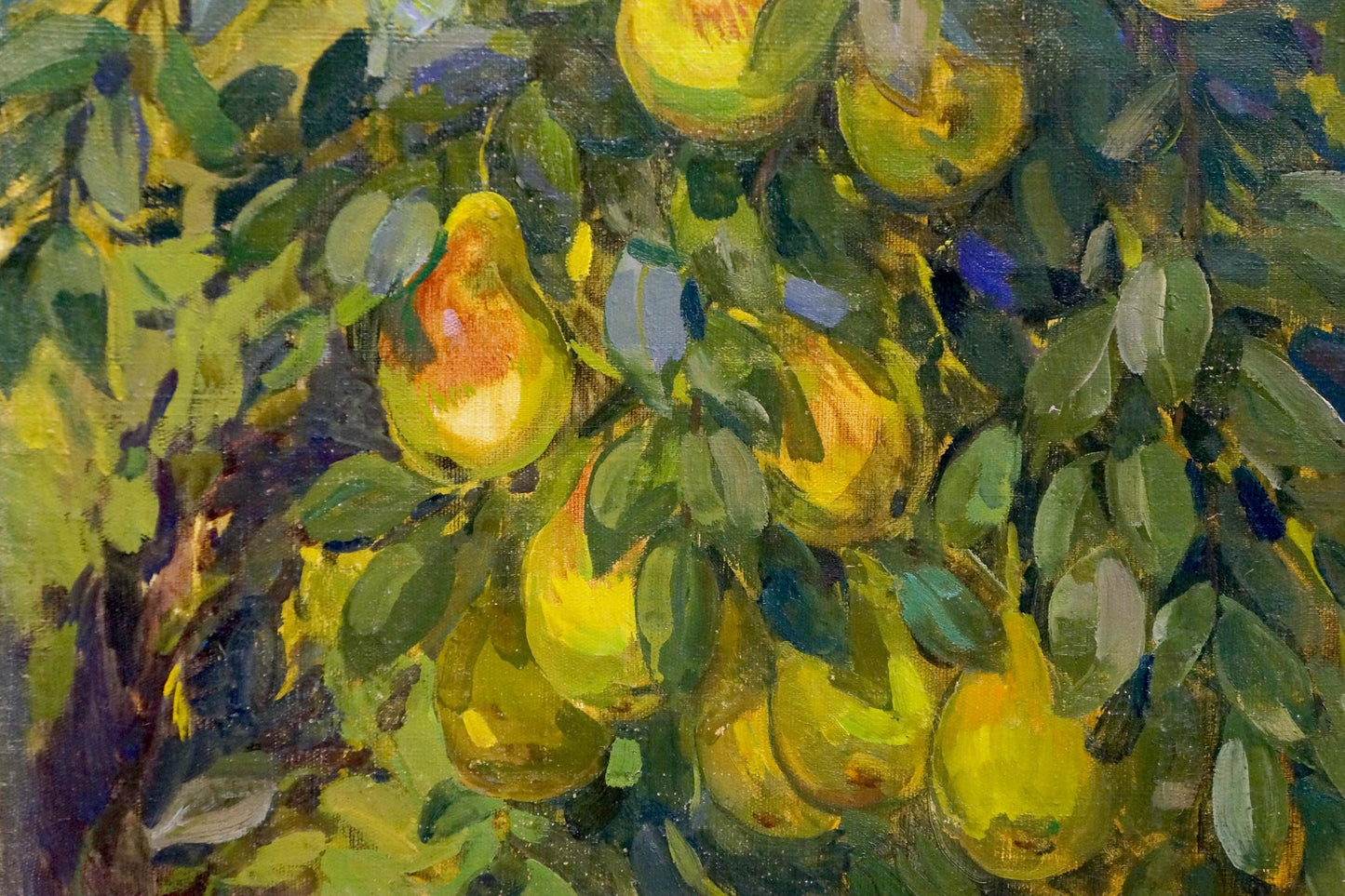 Vibrant oil painting of ripe pears by Kovtonyuk Ivan Anan’yevich