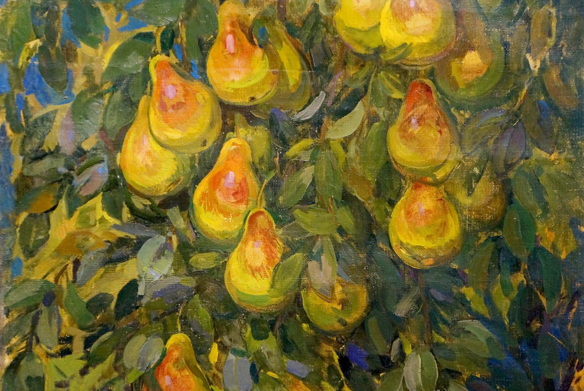 Oil painting of ripe yellow pears by Kovtonyuk Ivan Anan’yevich