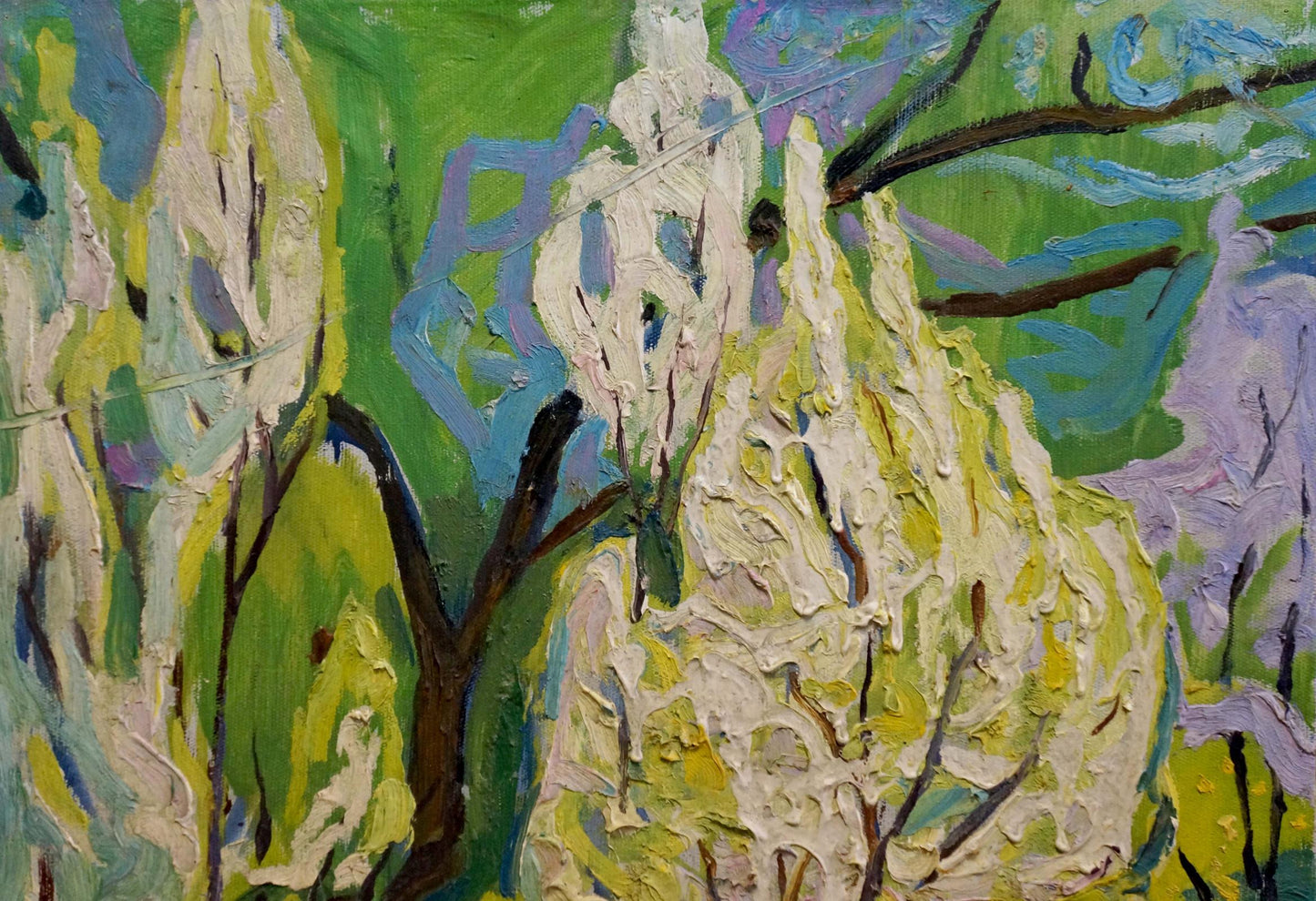 Abstract Forest oil painting by Valentina Goncharenko textured trees