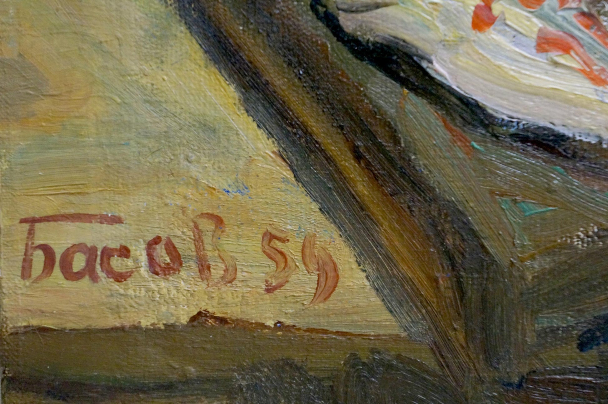 Back of oil painting Fishes by Basov Yakov Alexandrovich with Bacov 59 signature