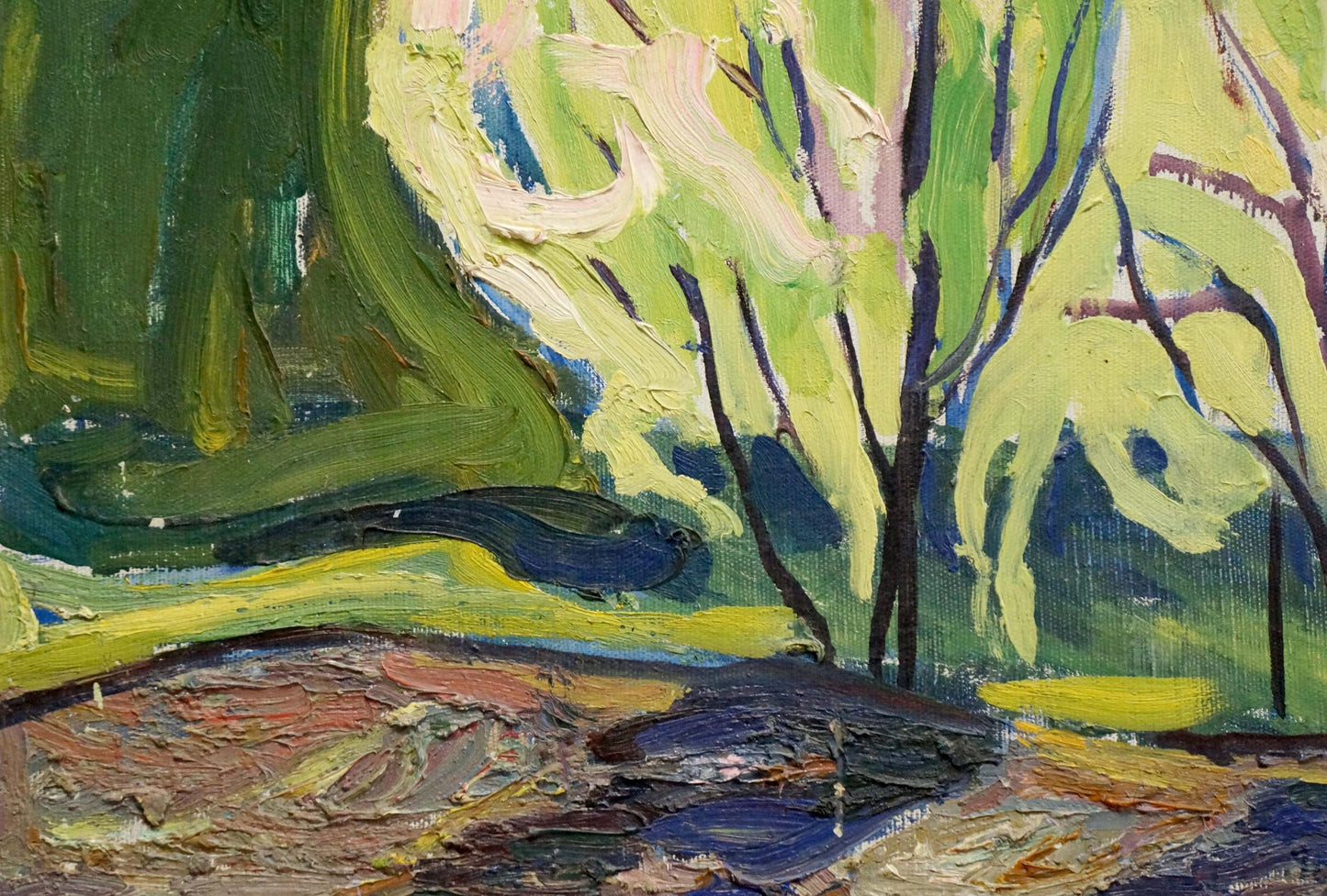Vibrant impressionist Springtime Arboretum oil painting by Valentina Goncharenko