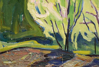 Vibrant impressionist Springtime Arboretum oil painting by Valentina Goncharenko