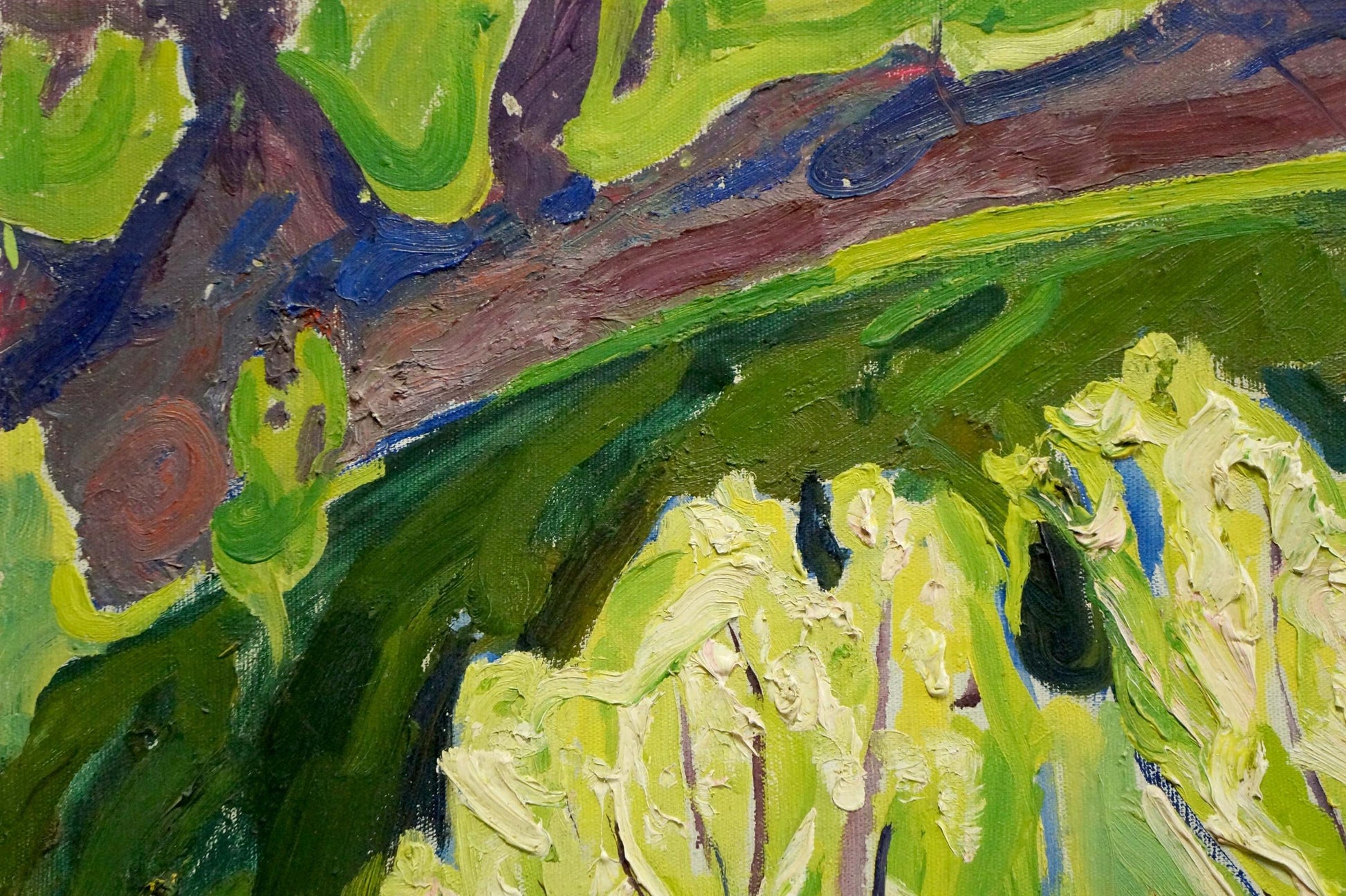 Vibrant Springtime Arboretum abstract oil painting by Valentina Goncharenko
