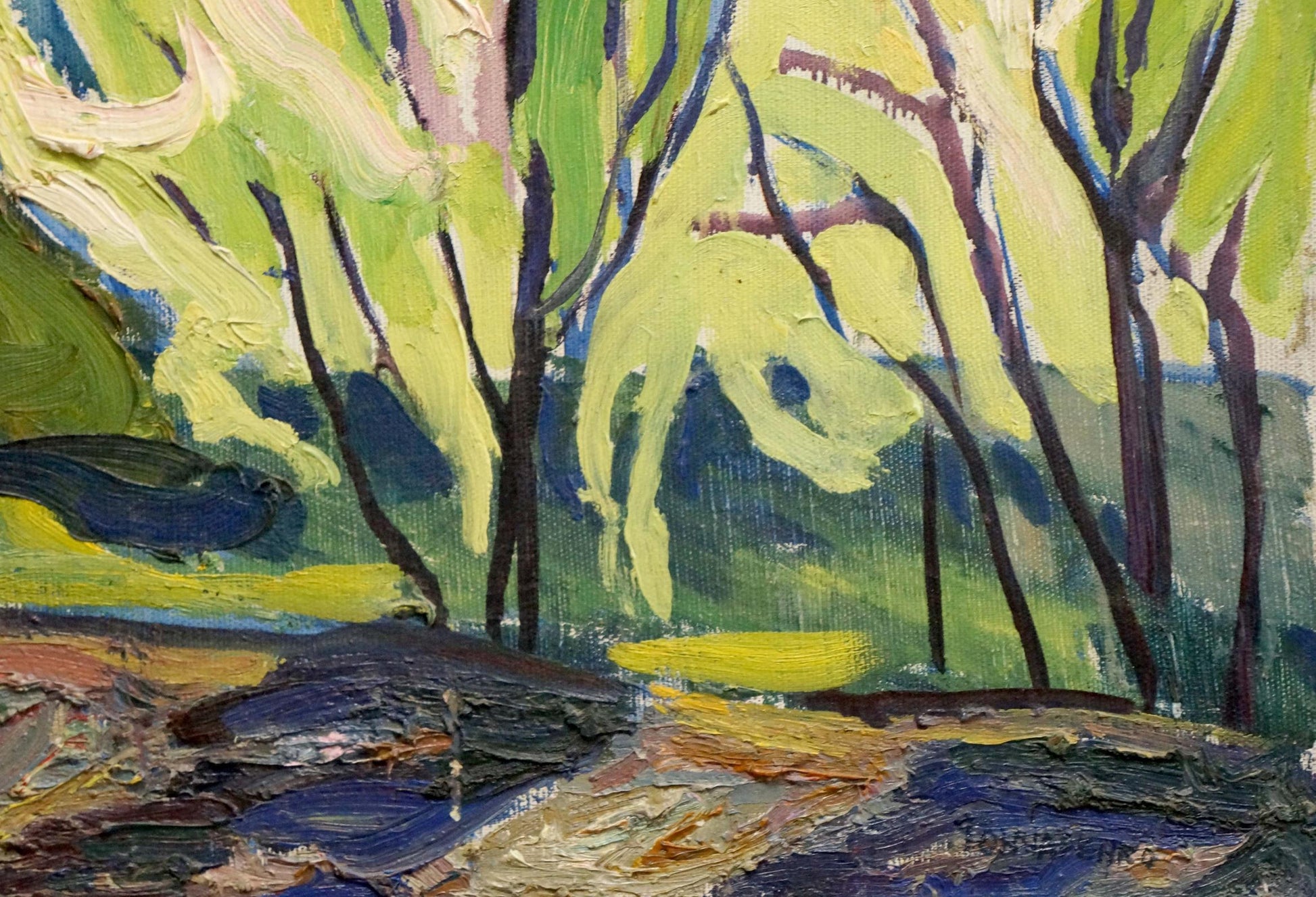 Vibrant impressionist Springtime Arboretum oil painting by Valentina Goncharenko