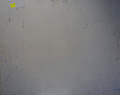 Back of oil painting Lilac blooms in the garden by Konovalov Yuri Alexandrovich on off-white wall with sticky note
