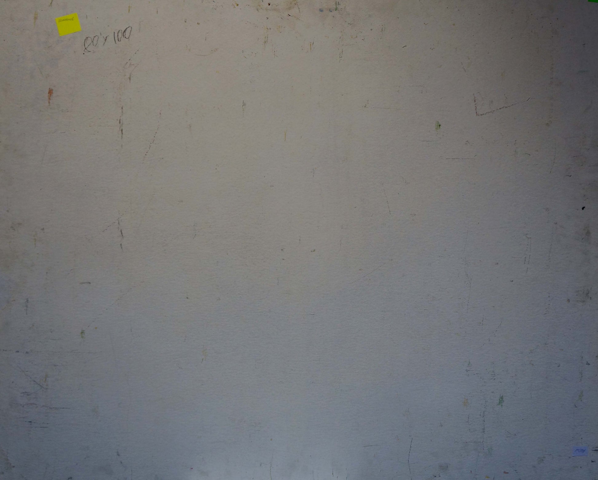 Back of off-white Konovalov Yuri Alexandrovich lilac blooms oil painting with yellow sticky note