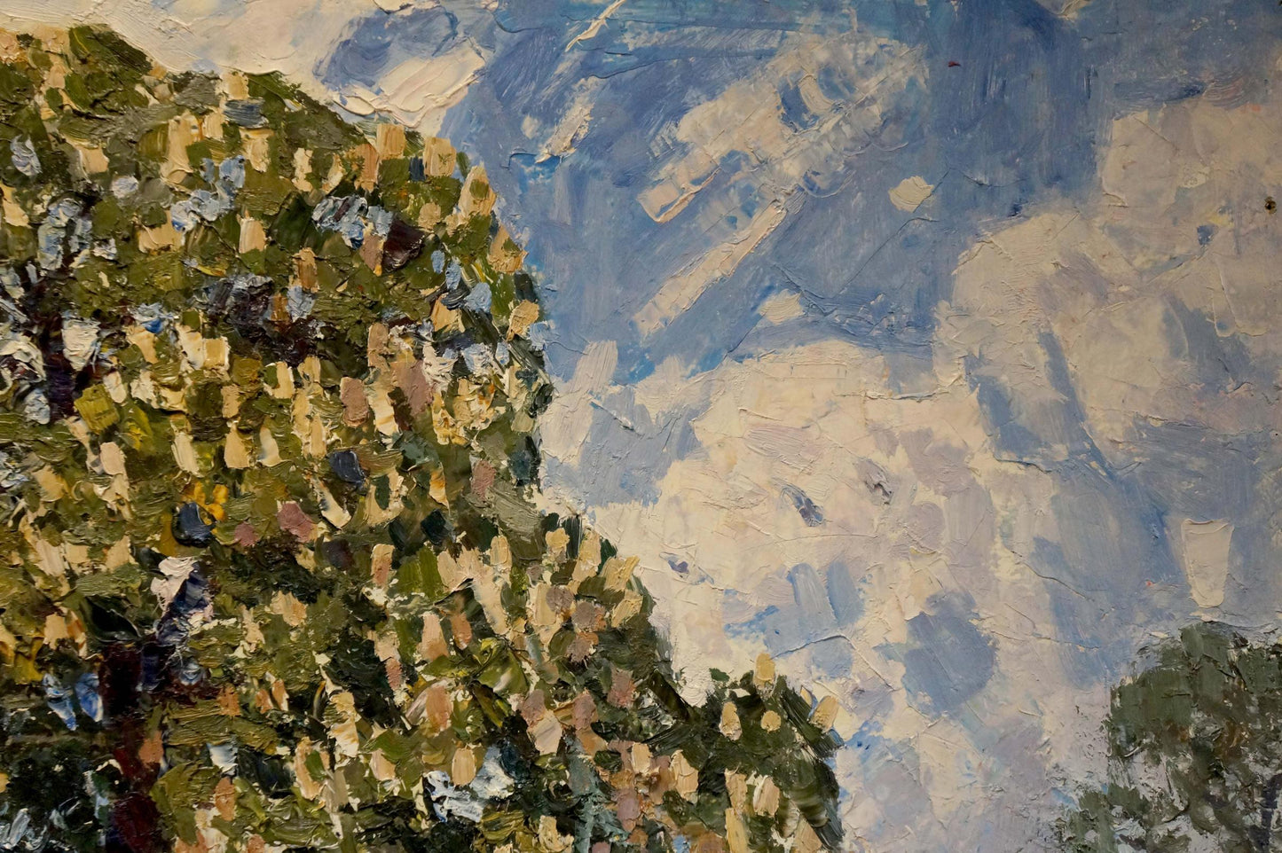 Oil painting of lush green tree blossoms by Konovalov Yuri Alexandrovich