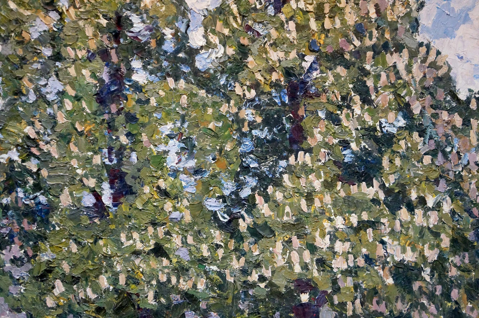 Textured oil painting of tree blossoms by Konovalov Yuri Alexandrovich