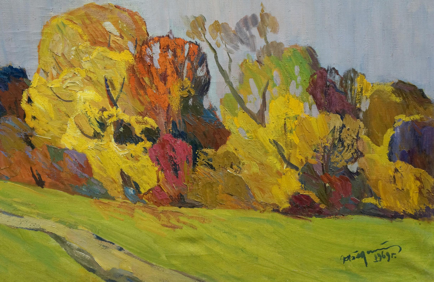 Vibrant autumn trees oil painting by Bednoshey Daniil Panteleyevich