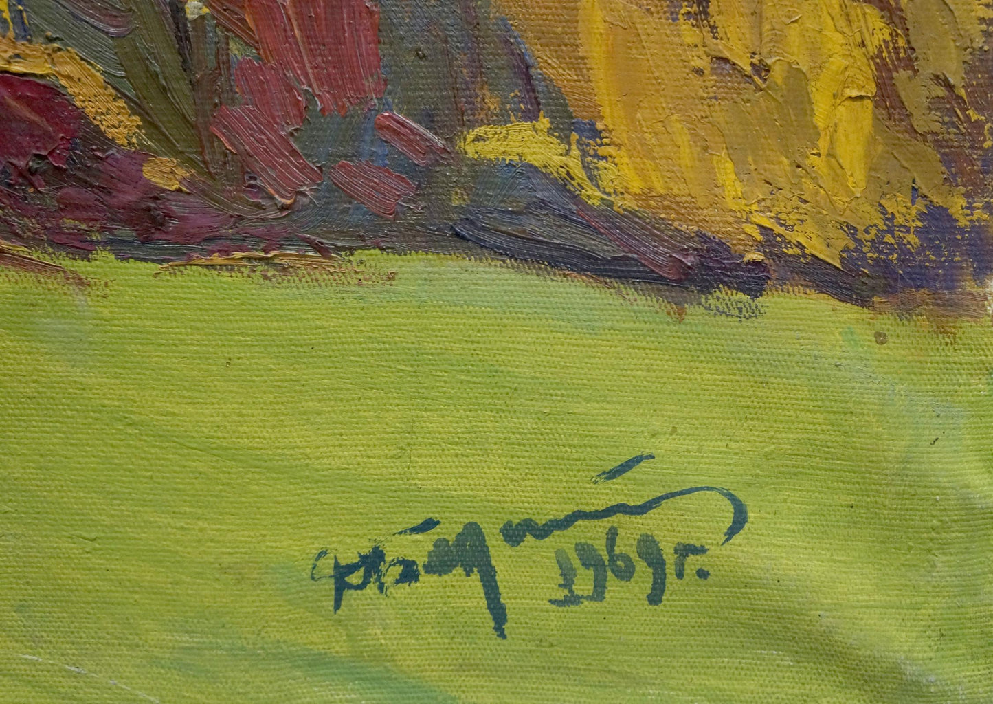 Oil painting landscape by Bednoshey Daniil Panteleyevich, vibrant abstract colors