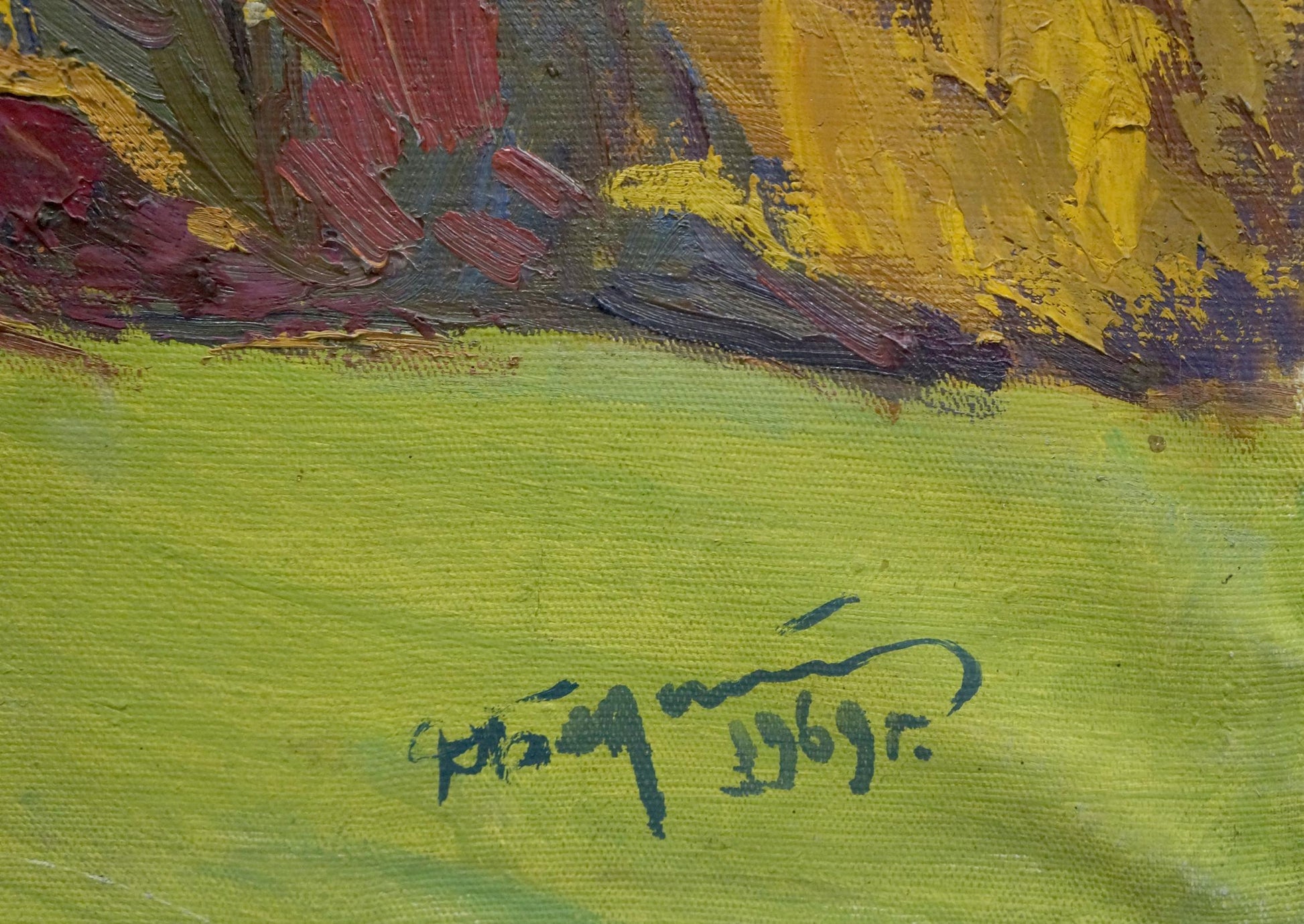 Oil painting landscape by Bednoshey Daniil Panteleyevich, vibrant abstract colors