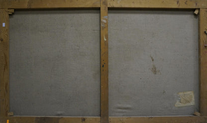 Back of Oil painting Landscape by Bednoshey Daniil Panteleyevich, two gray canvas panels on wooden bars