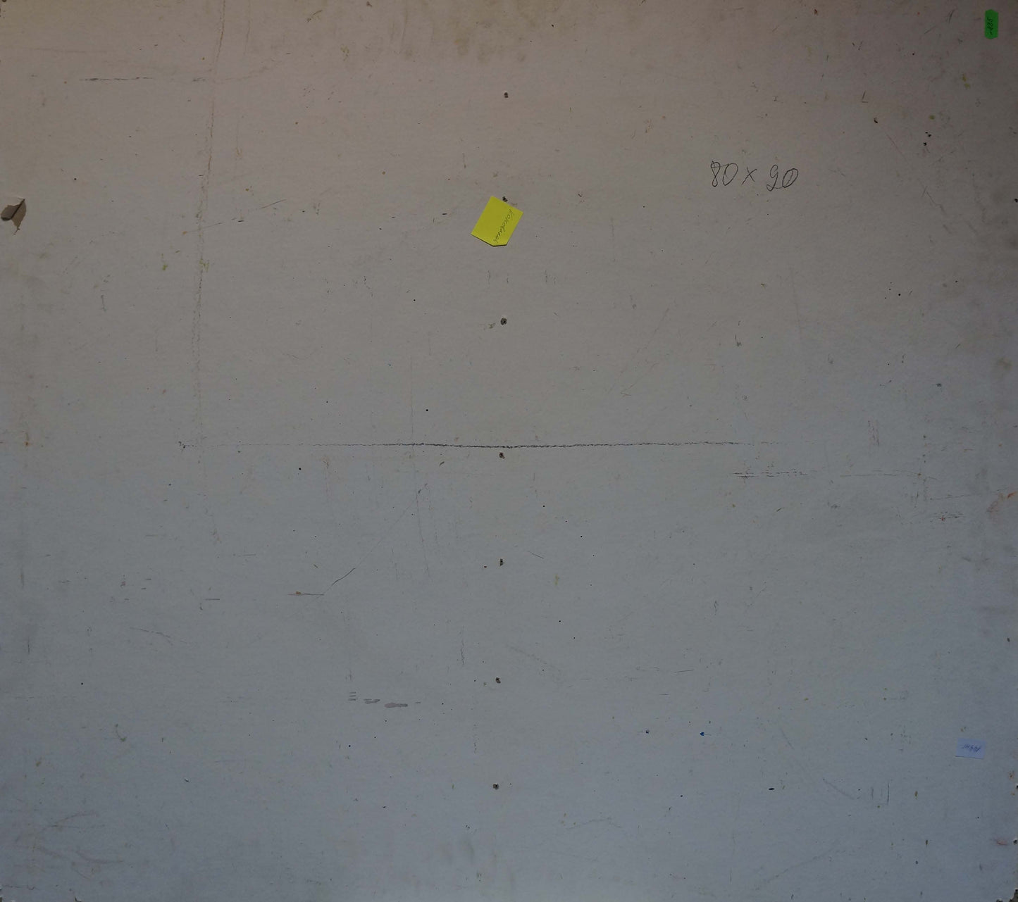 Back of off-white Konovalov Yuri Alexandrovich spring bouquet oil painting with yellow sticky note
