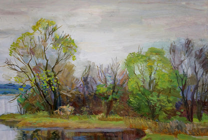 Oil painting of river landscape by Lelchuk Marina Grigoryevna