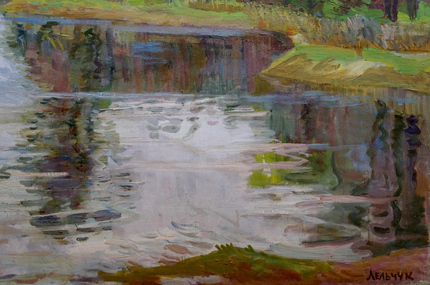 Impressionistic oil painting of river landscape by Lelchuk Marina Grigoryevna
