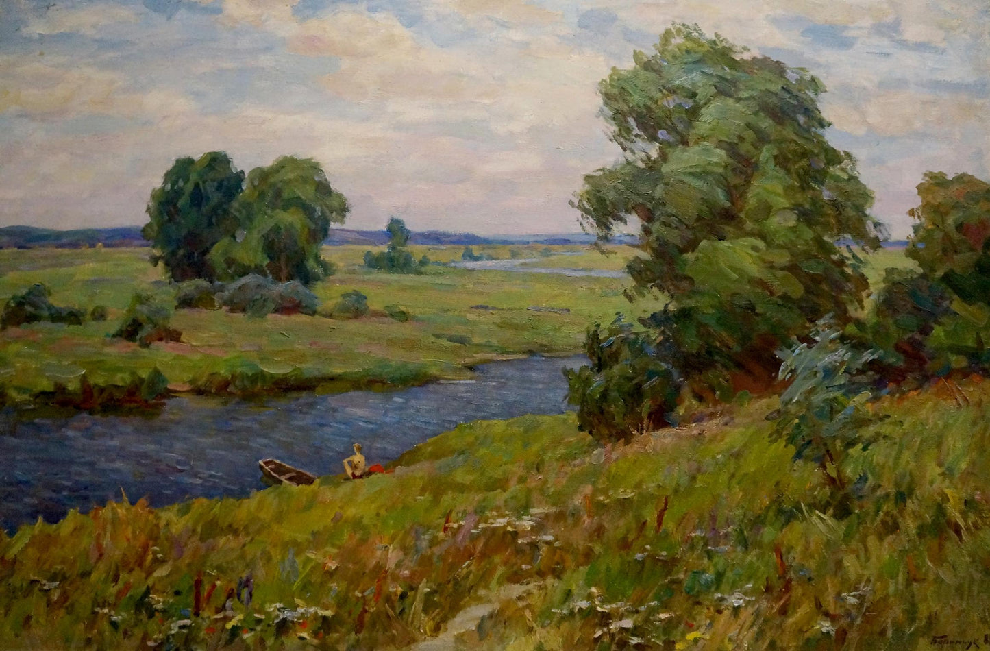 Serene impressionistic oil landscape by Borimchuk Mikhail Petrovich