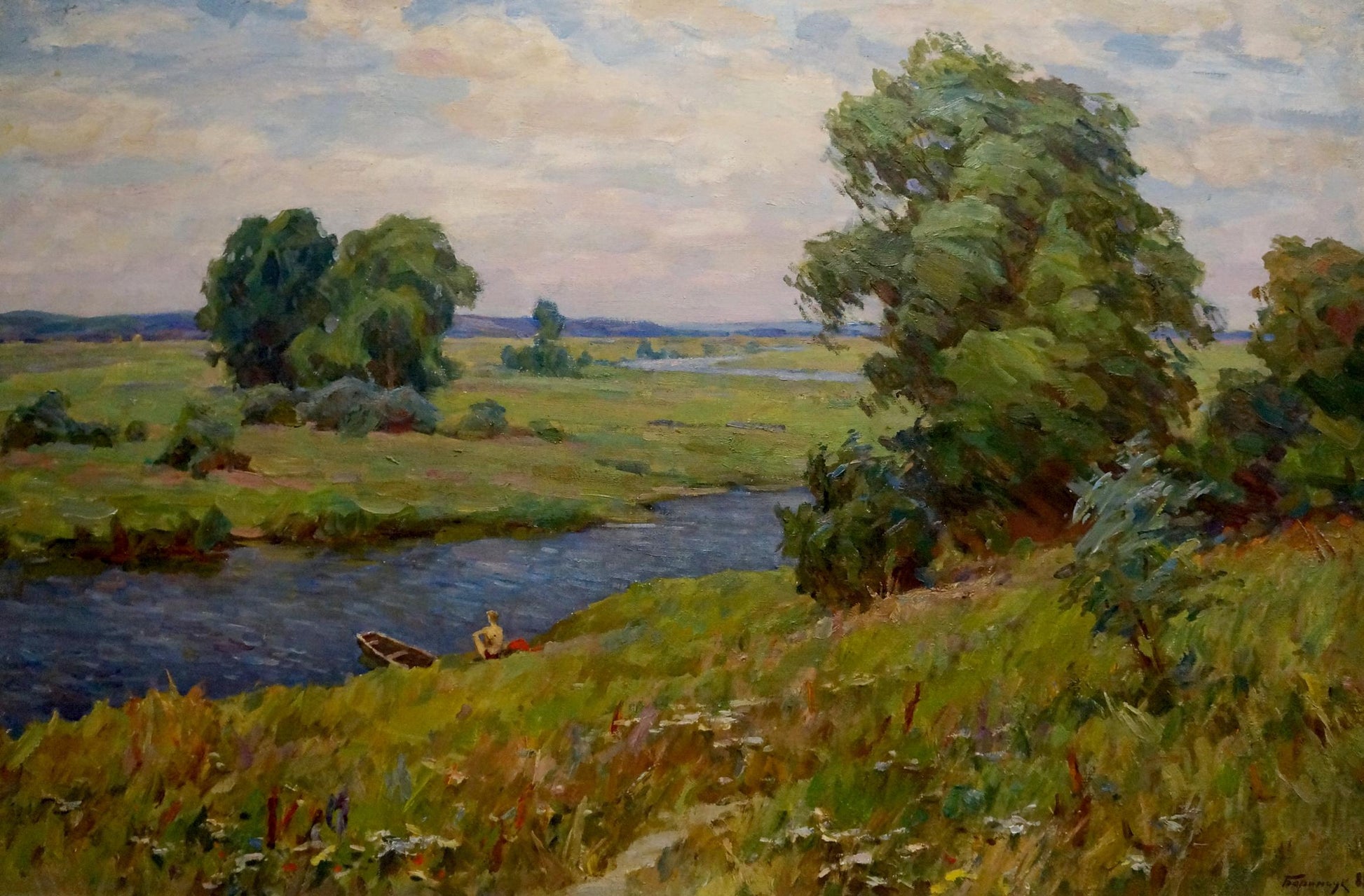 Serene impressionistic oil landscape by Borimchuk Mikhail Petrovich