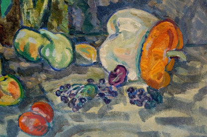 Oil painting Gifts of Summer by Gaiduk Zinaida Kirillovna: peppers and grapes