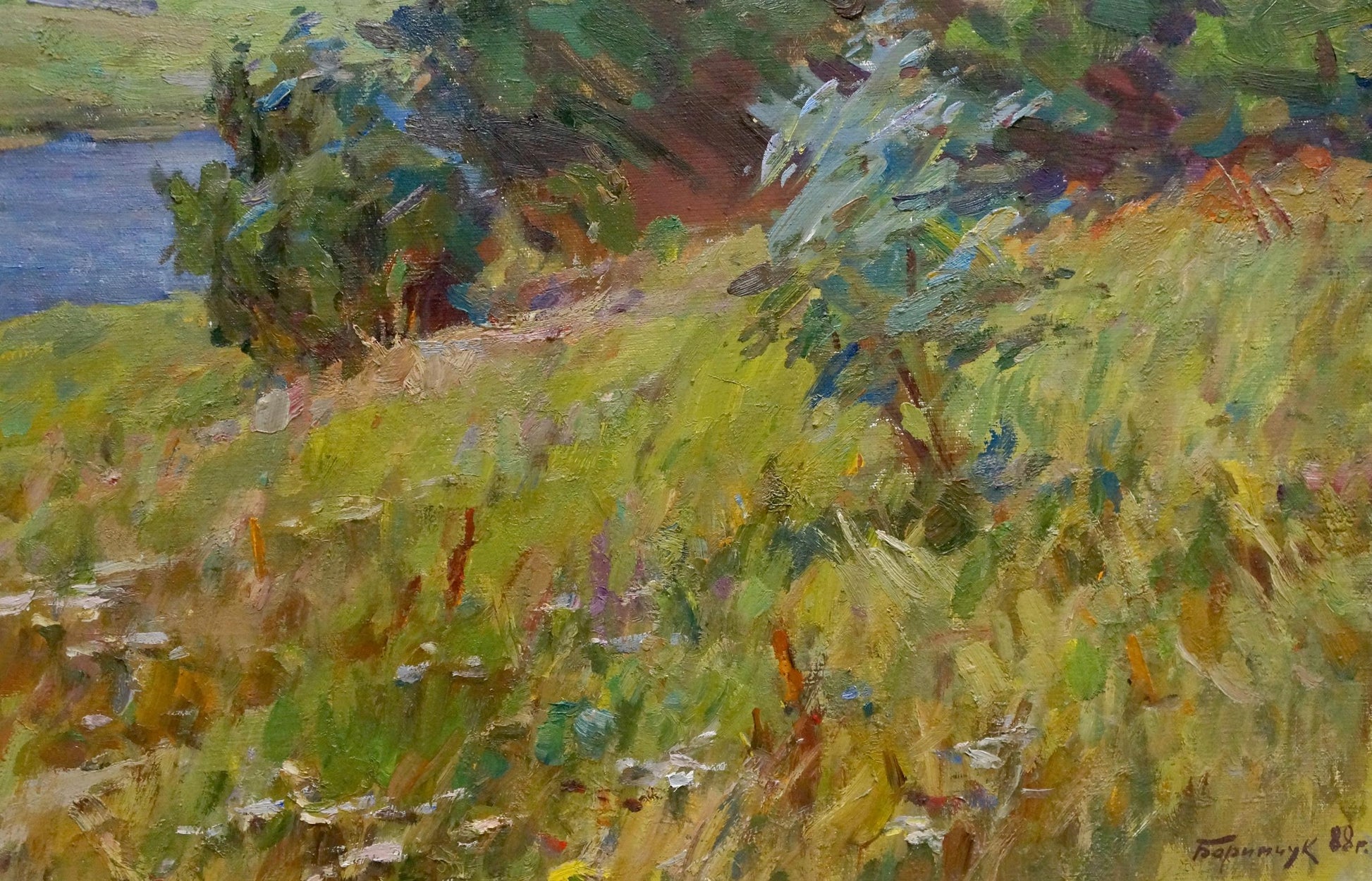 Oil painting landscape by Borimchuk Mikhail Petrovich: sunlit field