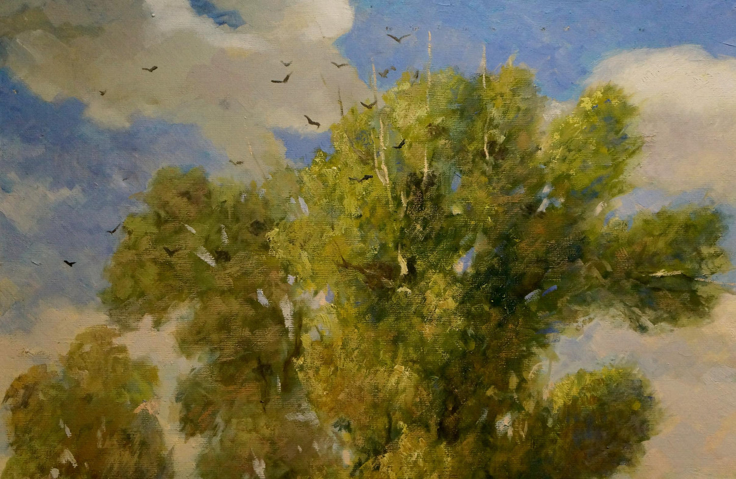 Oil painting Summer by Mazur Vasily Fedorovich lush green tree blue sky