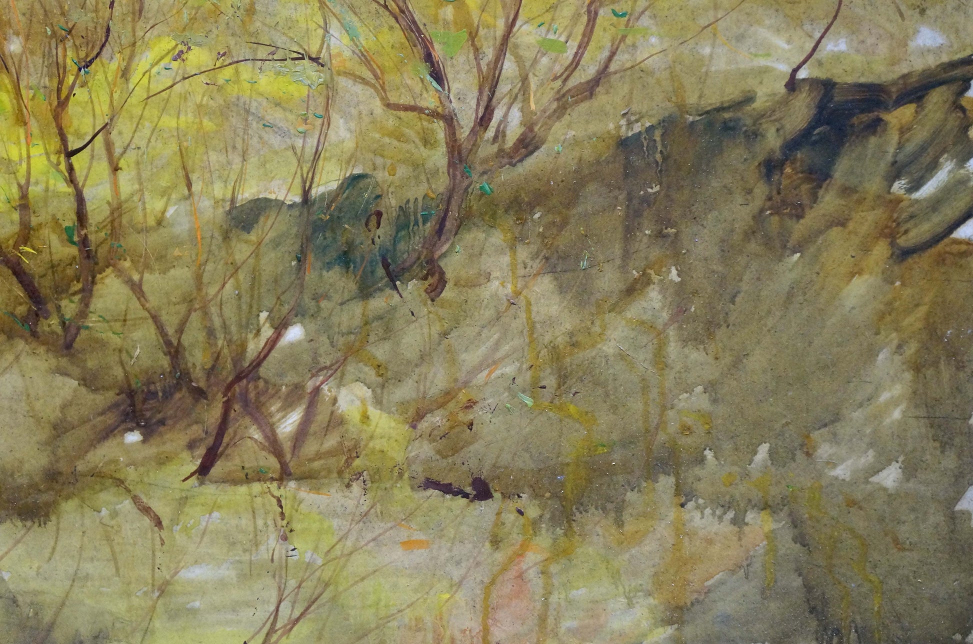 Watercolor wooded landscape with bare branches by Maltsev Nikolay Alexandrovich