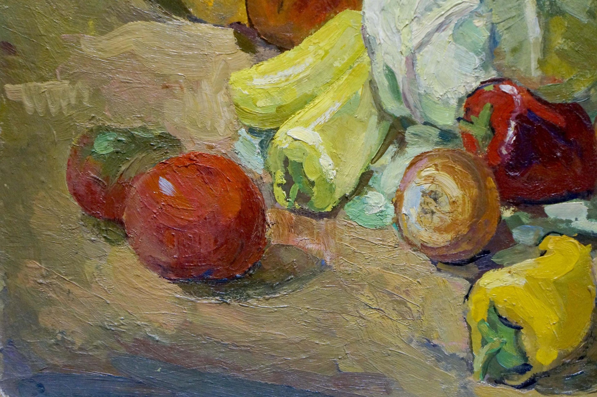 Oil painting of vibrant red tomato by Stremsky Alexander Ivanovich