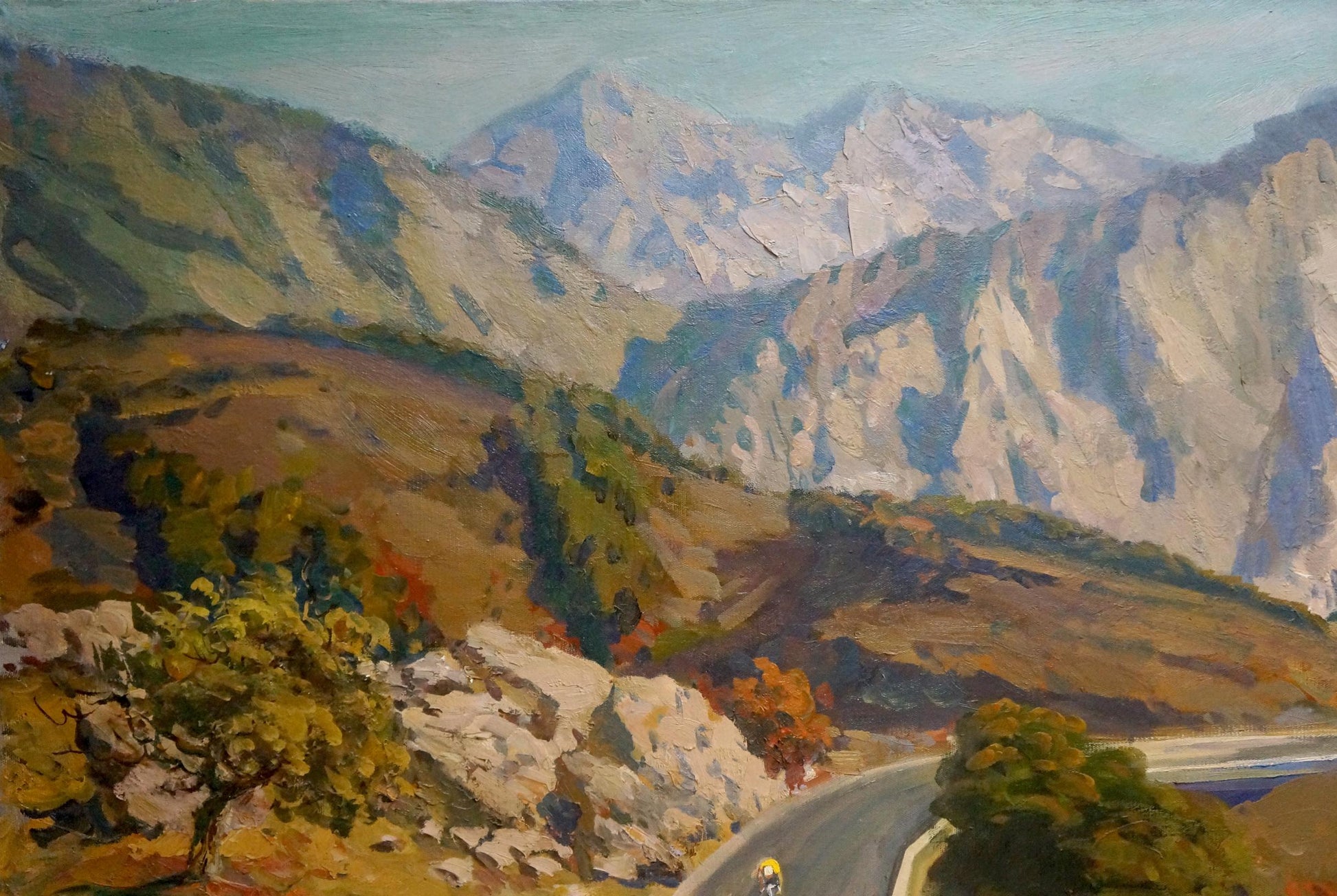 Oil painting by Litovchenko Boris Alexandrovich: winding autumn mountain road