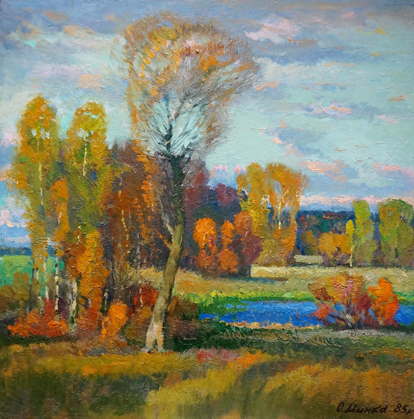 Oil painting Evening came by Mynka Alexander Fedorovich autumn landscape