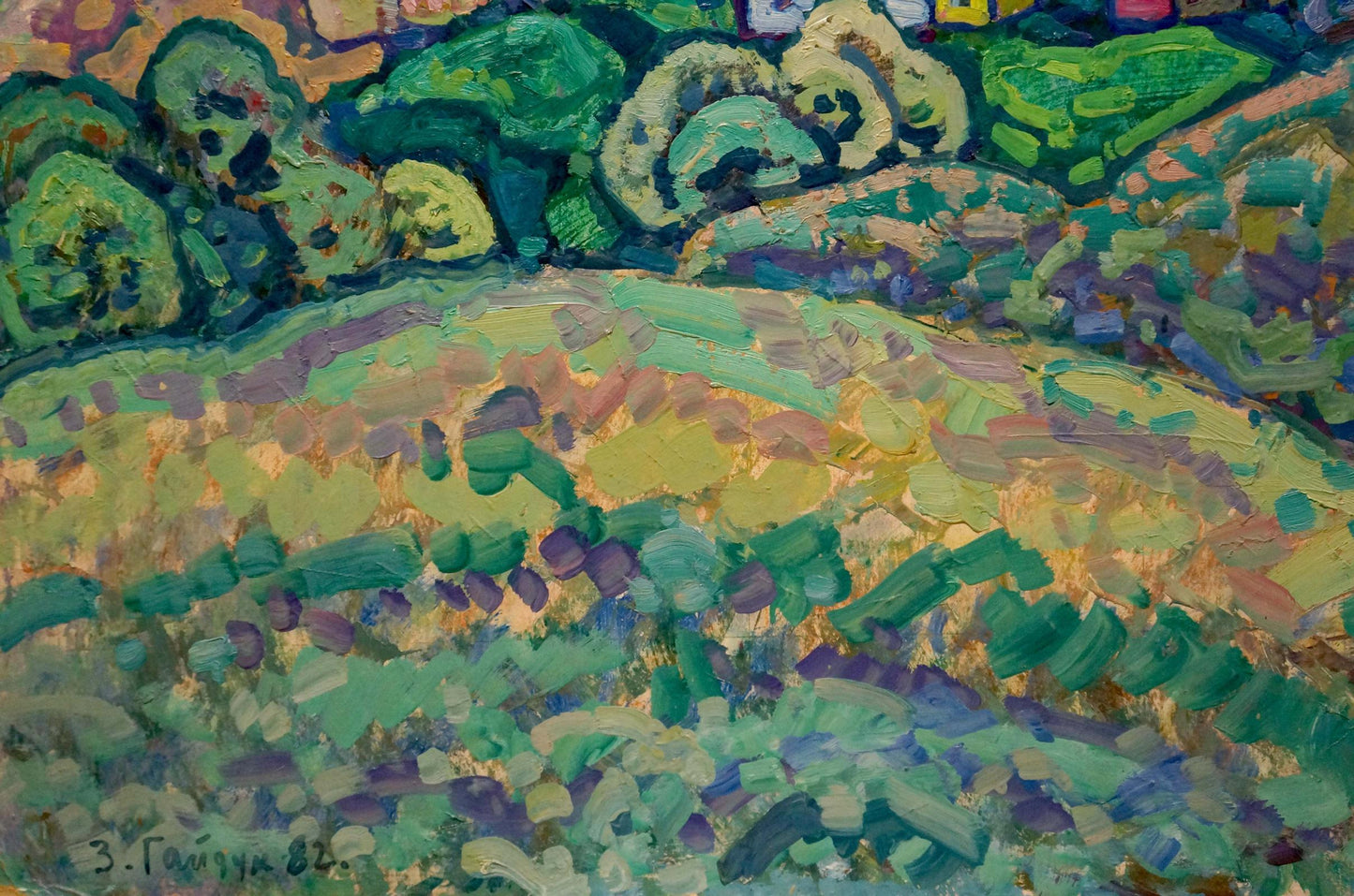 Vibrant impressionist oil painting of Poltava region hills by Gaiduk Zinaida Kirillovna