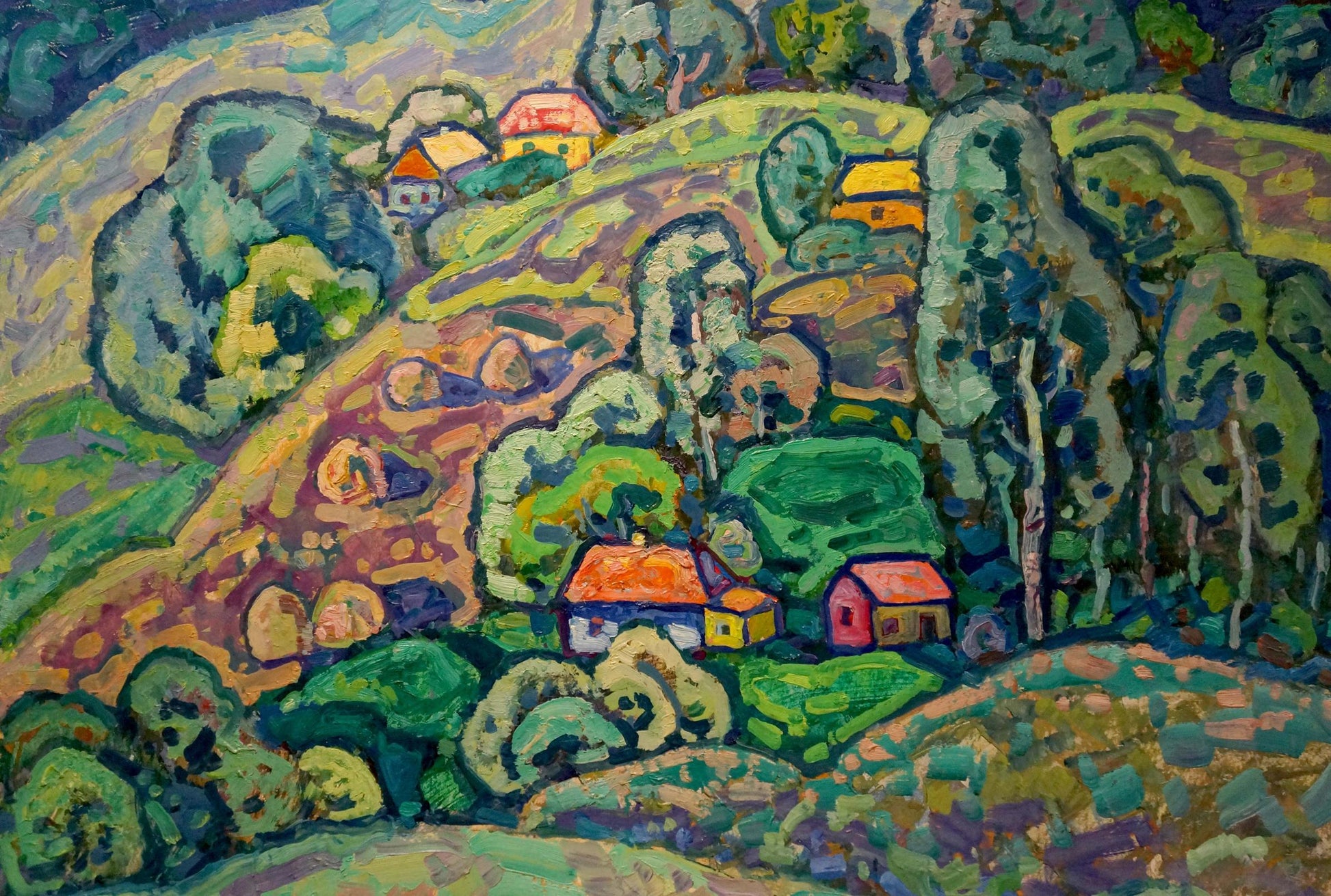 Vibrant impressionist oil painting by Gaiduk Zinaida Kirillovna, Poltava region hills