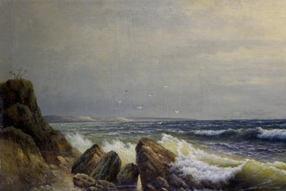 Oil painting Seascape by Gubsky Igor Ivanovich, turbulent waves on rocks