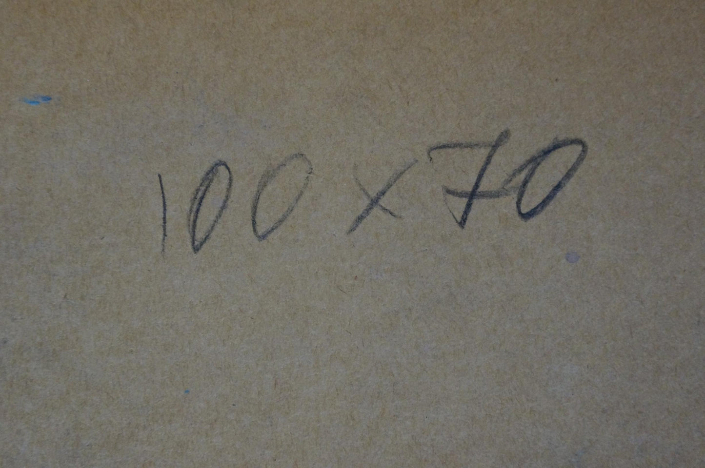 Back of Abstract oil painting by Person Pokulity Konstantin Ivanovich, 100 x 70 handwritten in black marker on beige