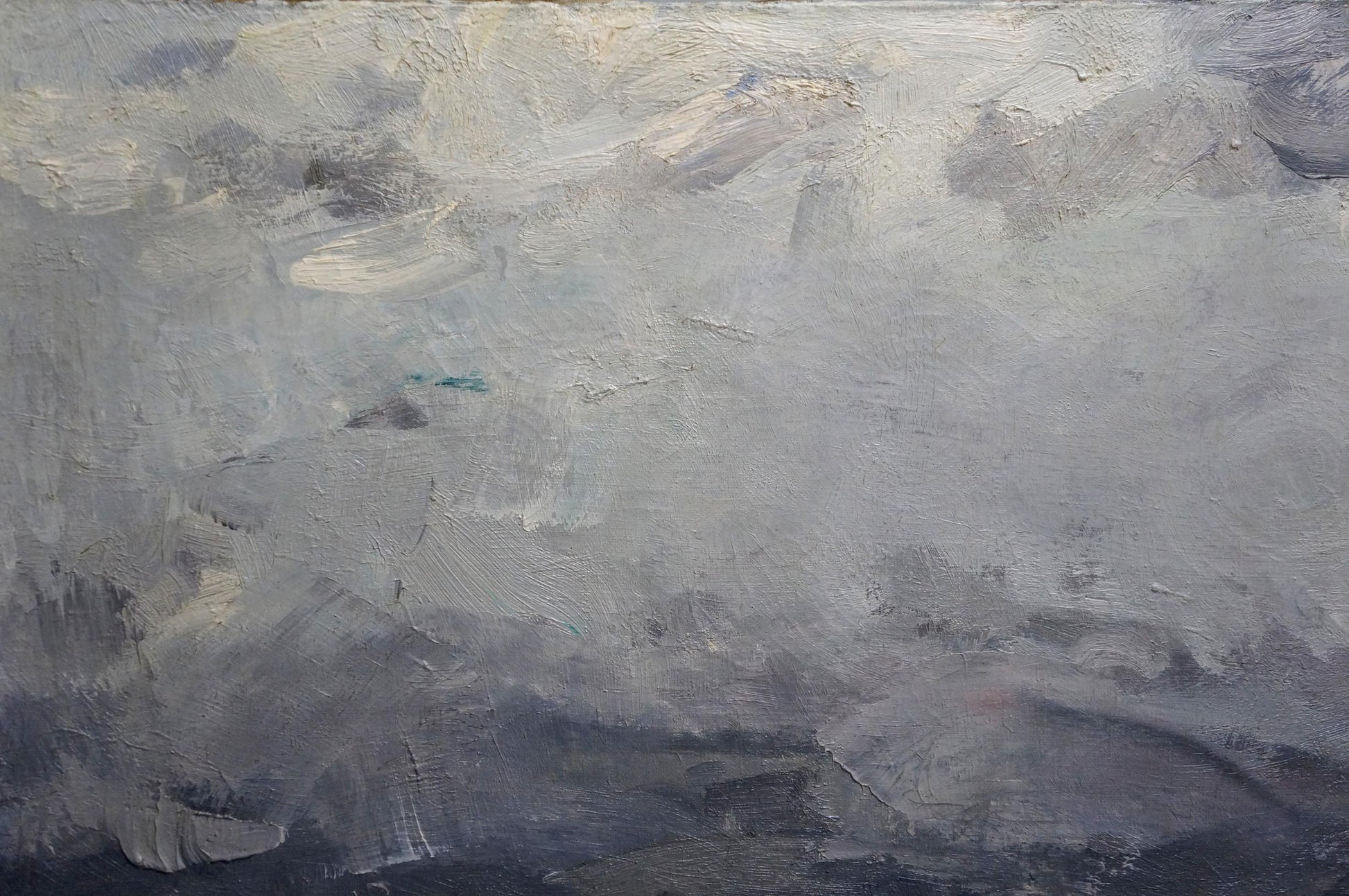 Oil painting Seascape with flying seagulls by Fedor Zakharov in grays and greens