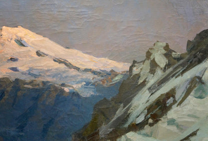 Oil painting Elbrus by Smirnov Evgeny Vladimirovich, snow-capped peaks in blues