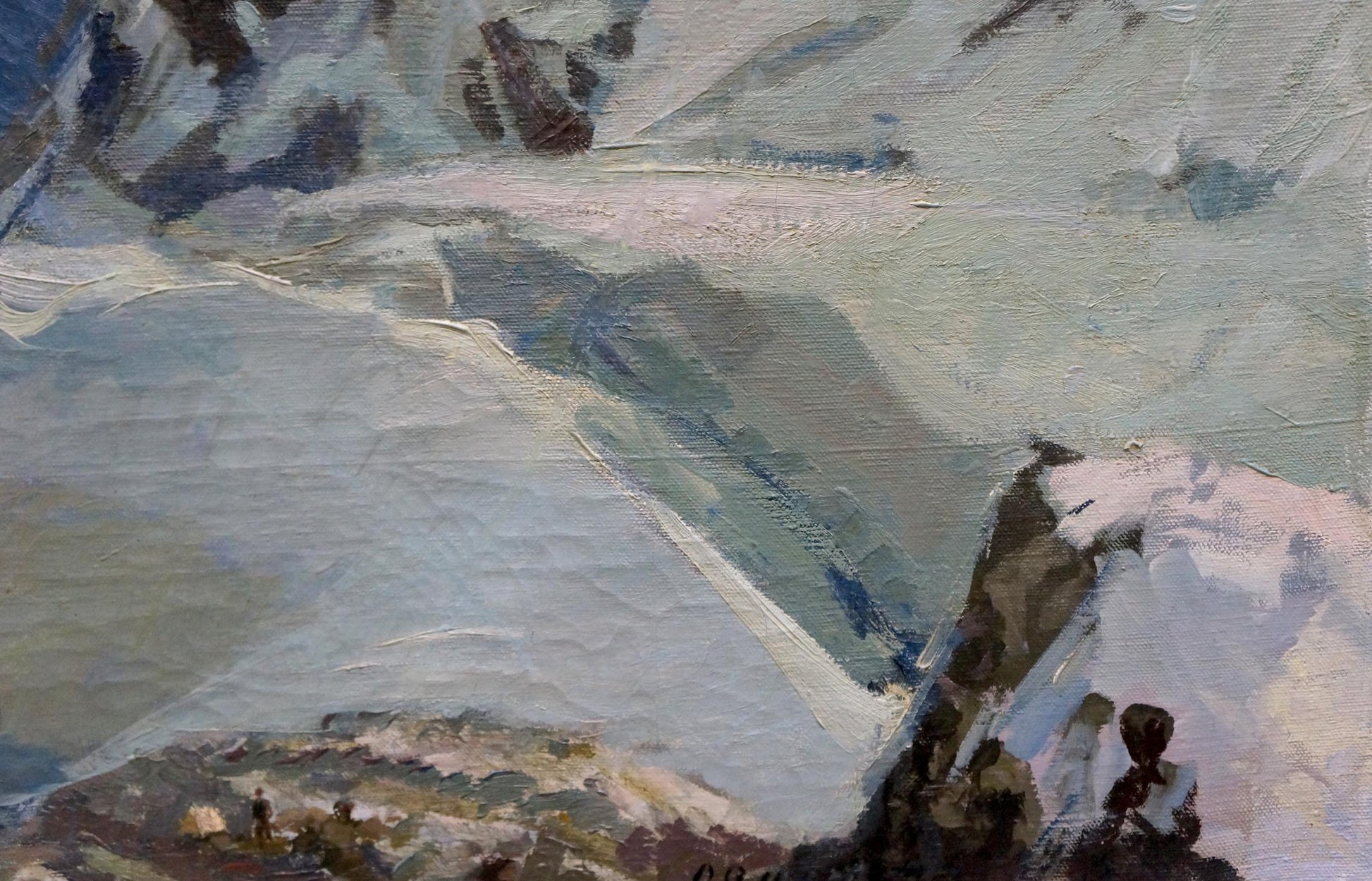 Textured oil painting of snowy Mount Elbrus by Smirnov Evgeny Vladimirovich