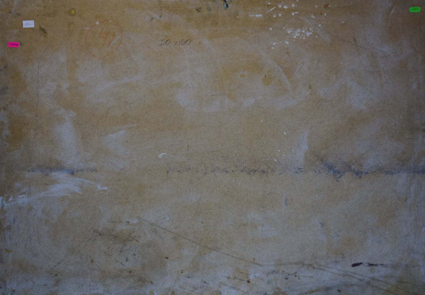 Textured beige wall behind Shvab Vladimir oil painting Flowers on the table
