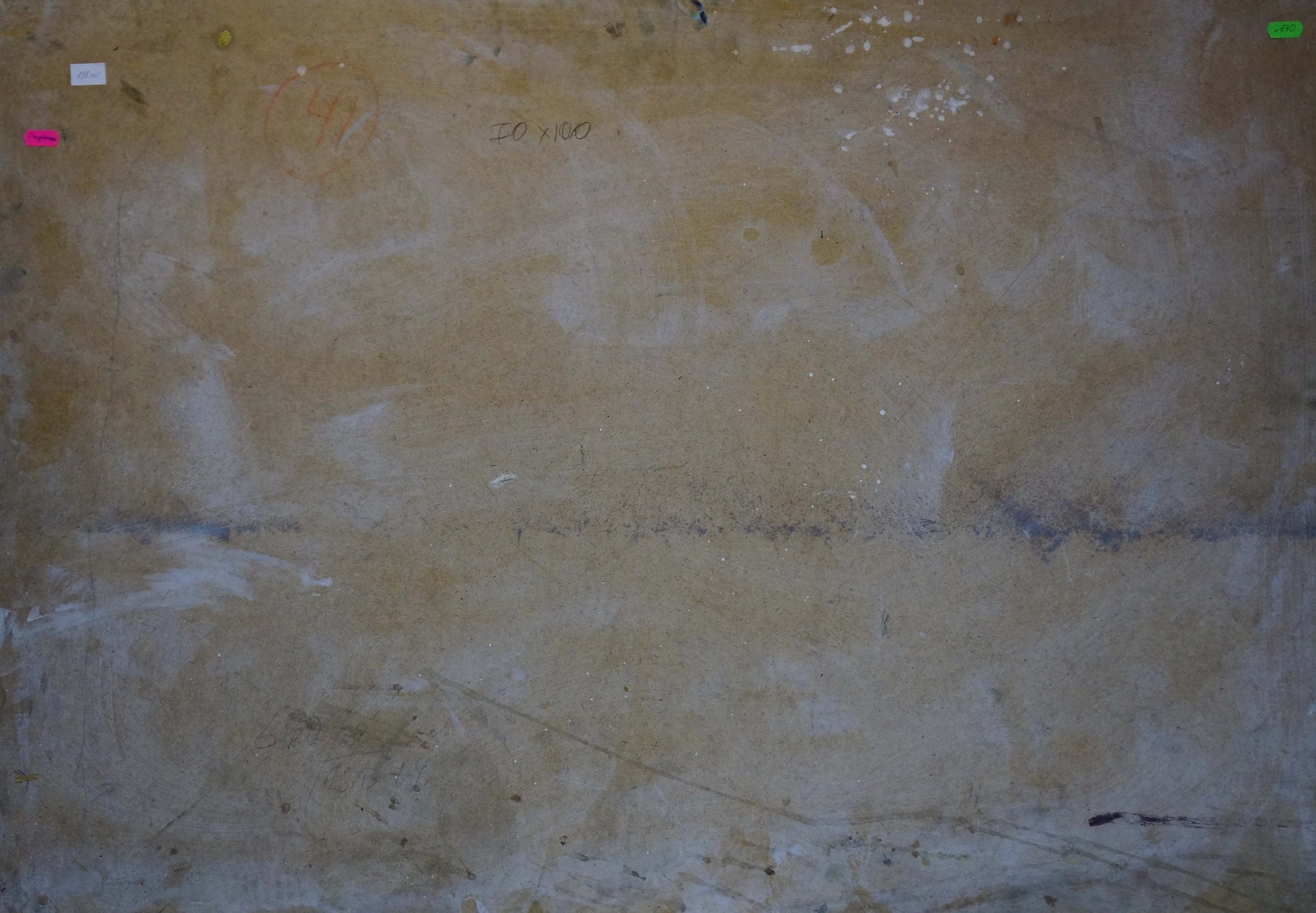 Textured beige wall behind Shvab Vladimir oil painting Flowers on the table