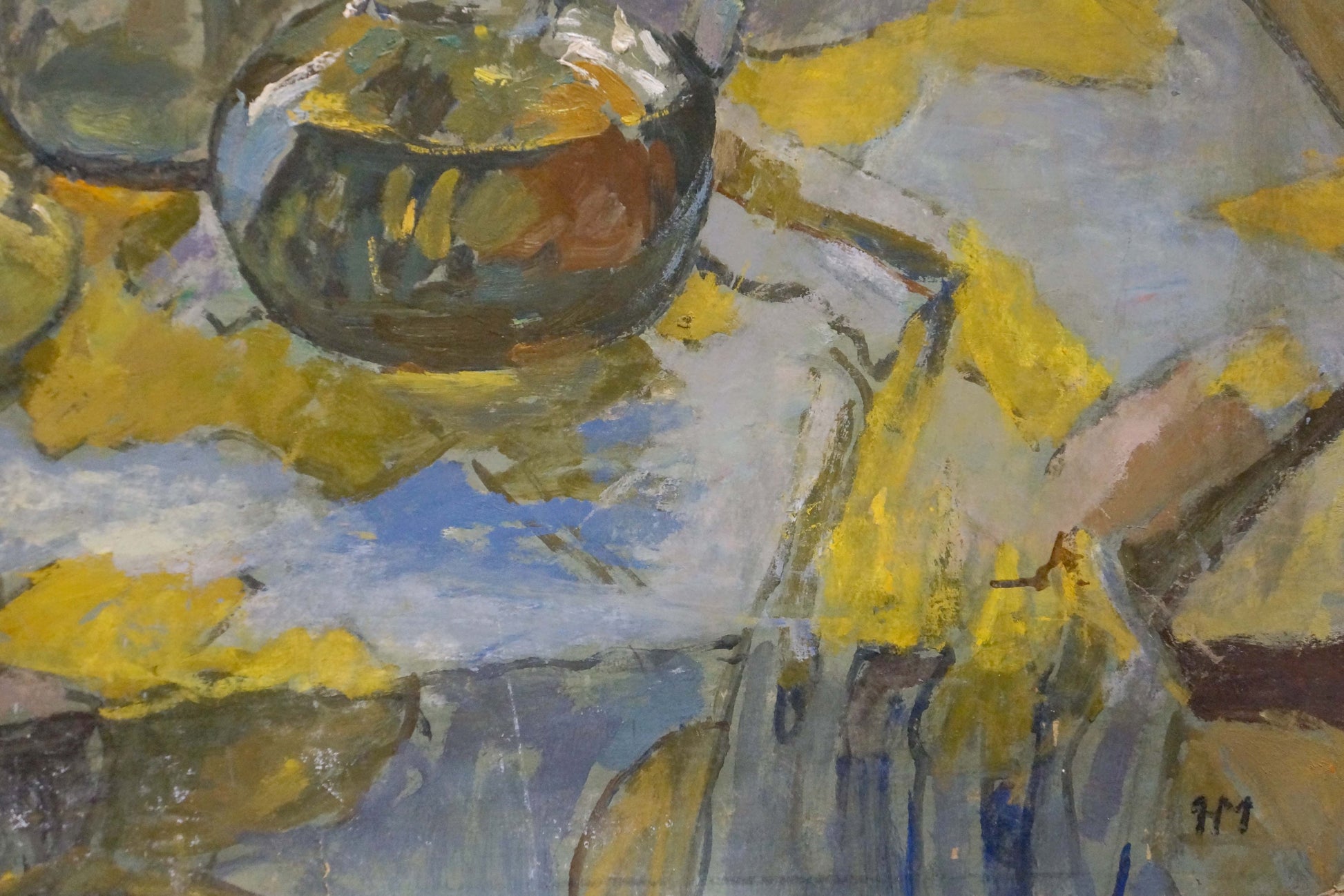 Oil painting Still life by Maksimenko Nikolay Antonovich: reflective glass teapot