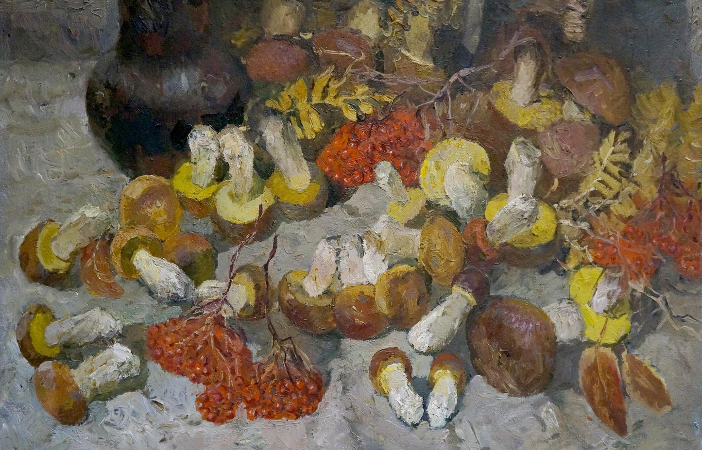 Oil painting of mushroom still life by Mynka Alexander Fedorovich