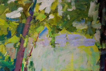 Vibrant impressionist oil painting Rest in the Yard by Shvab Vladimir