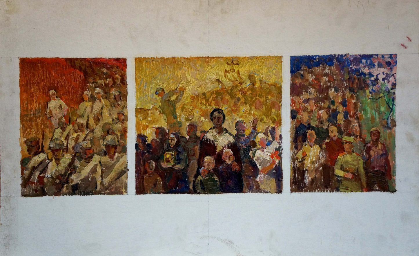Three framed oil paintings by Konstantin Ivanovich Pokulity For freedom